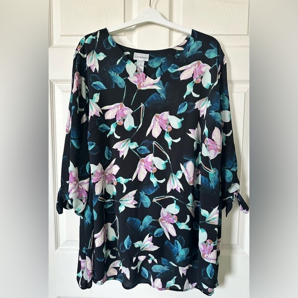 Catherines Black/Multicolored Floral Blouse Size 3X NWT - Picture 1 of 7